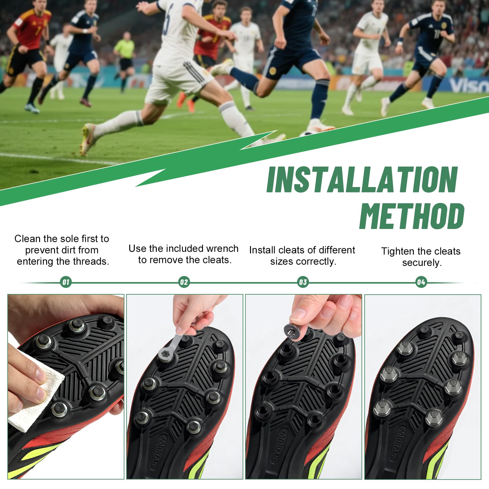 Crampons de Rechange pour Chaussure de Foot 11mm/13mm/15mm, M5 avec Clé d'Aluminium