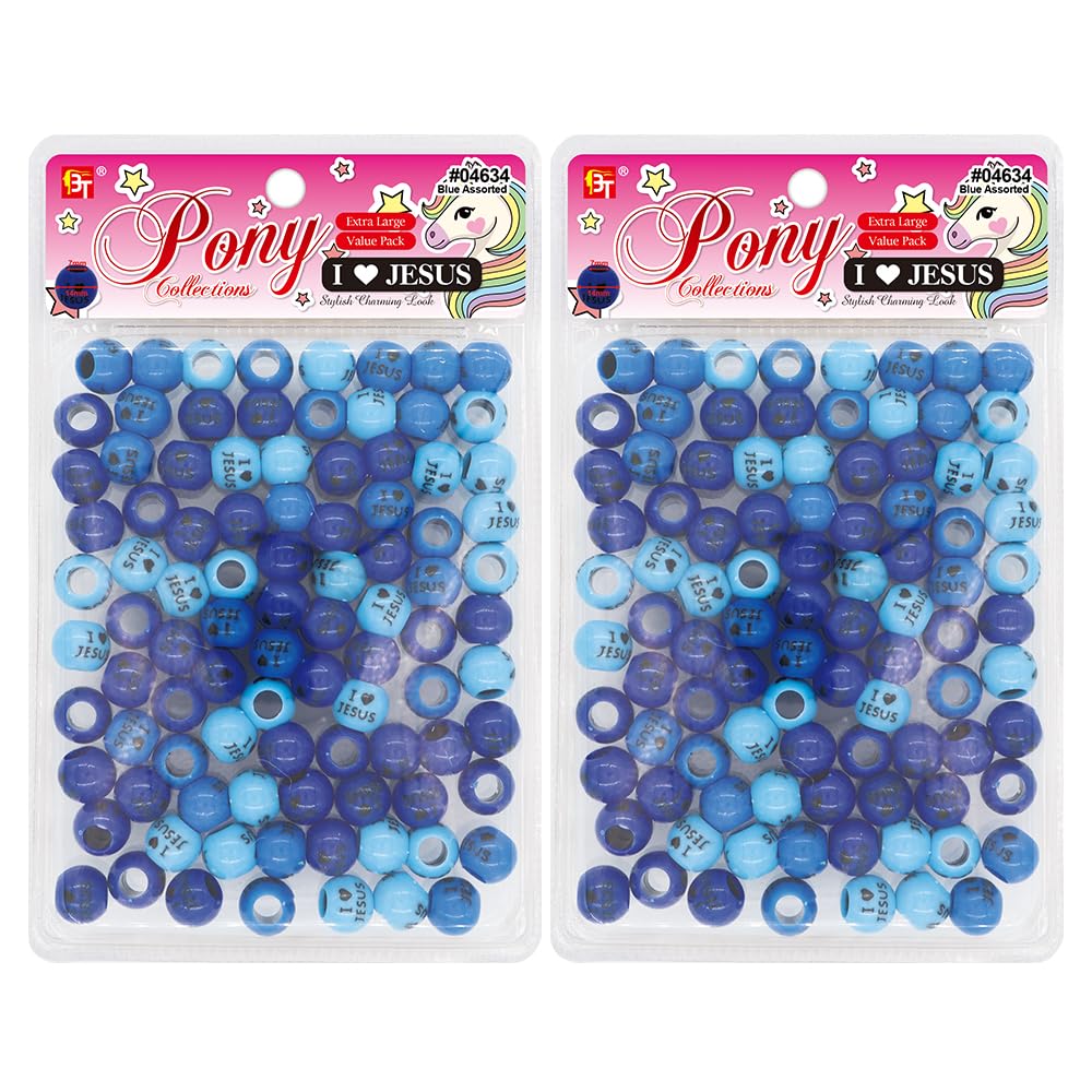 200 XL “I Love Jesus” Beads + 2 Beaders Applicator (Blue Assorted)