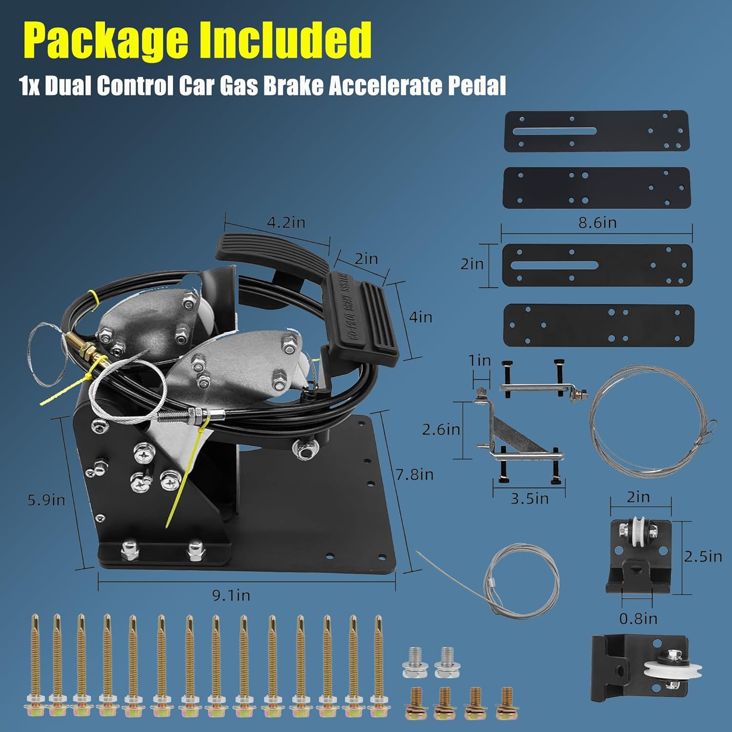 Right Hand Drive RHD Conversion Kit Universal Dual Control Car Gas and Brake Pedal Passenger Side compatible for Driving Instructor Student Driver Training Assist Gas Brake Pedals ACARB7D ACAR-B7D