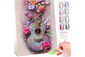 ROOHOME 5D Diamond Art Kits for Adults-Full Drill Fantasy Flowers Guitar
