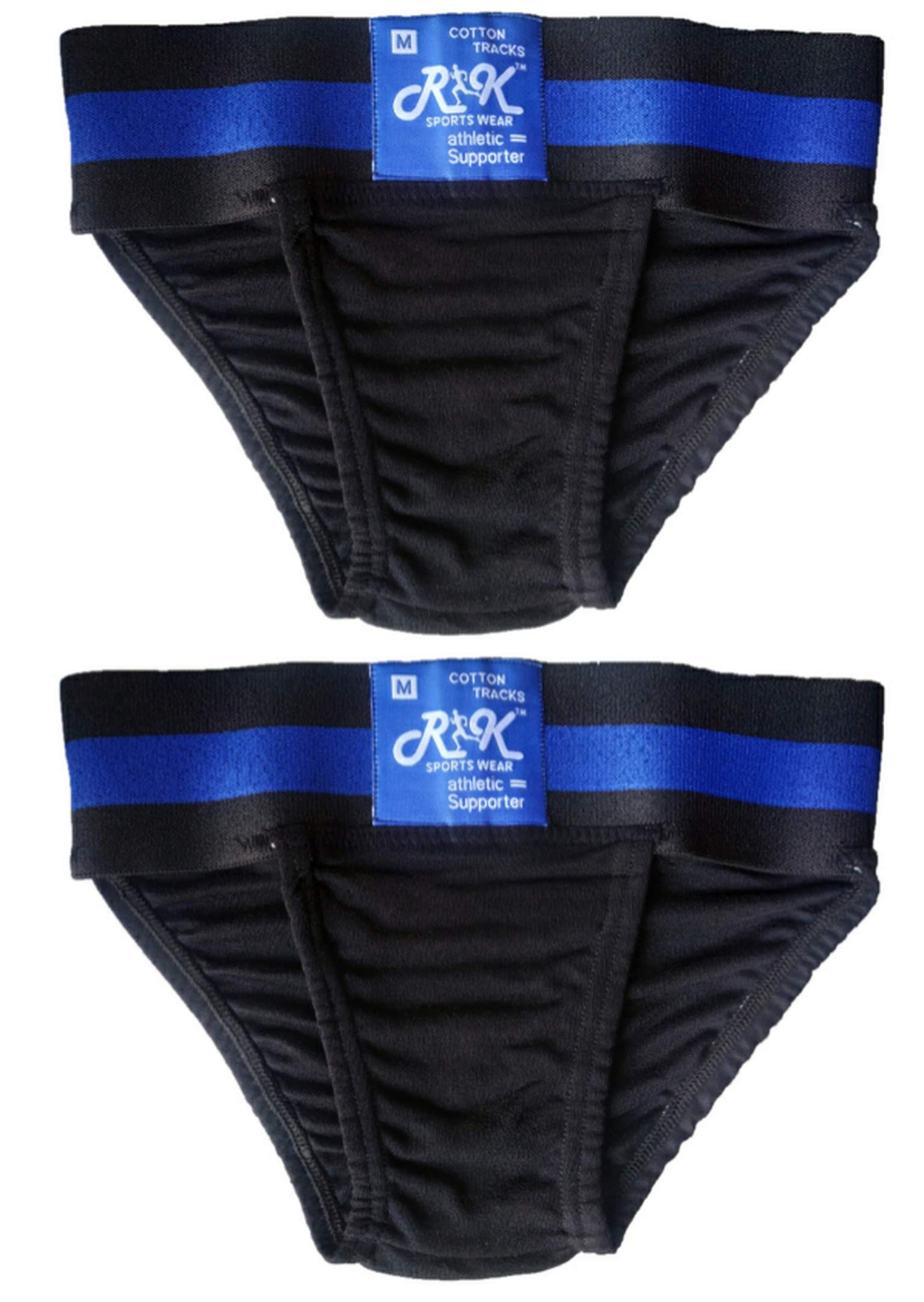 RK Supporter Gym & Cricket Black 2 PEC Cotton 100% Black Blue