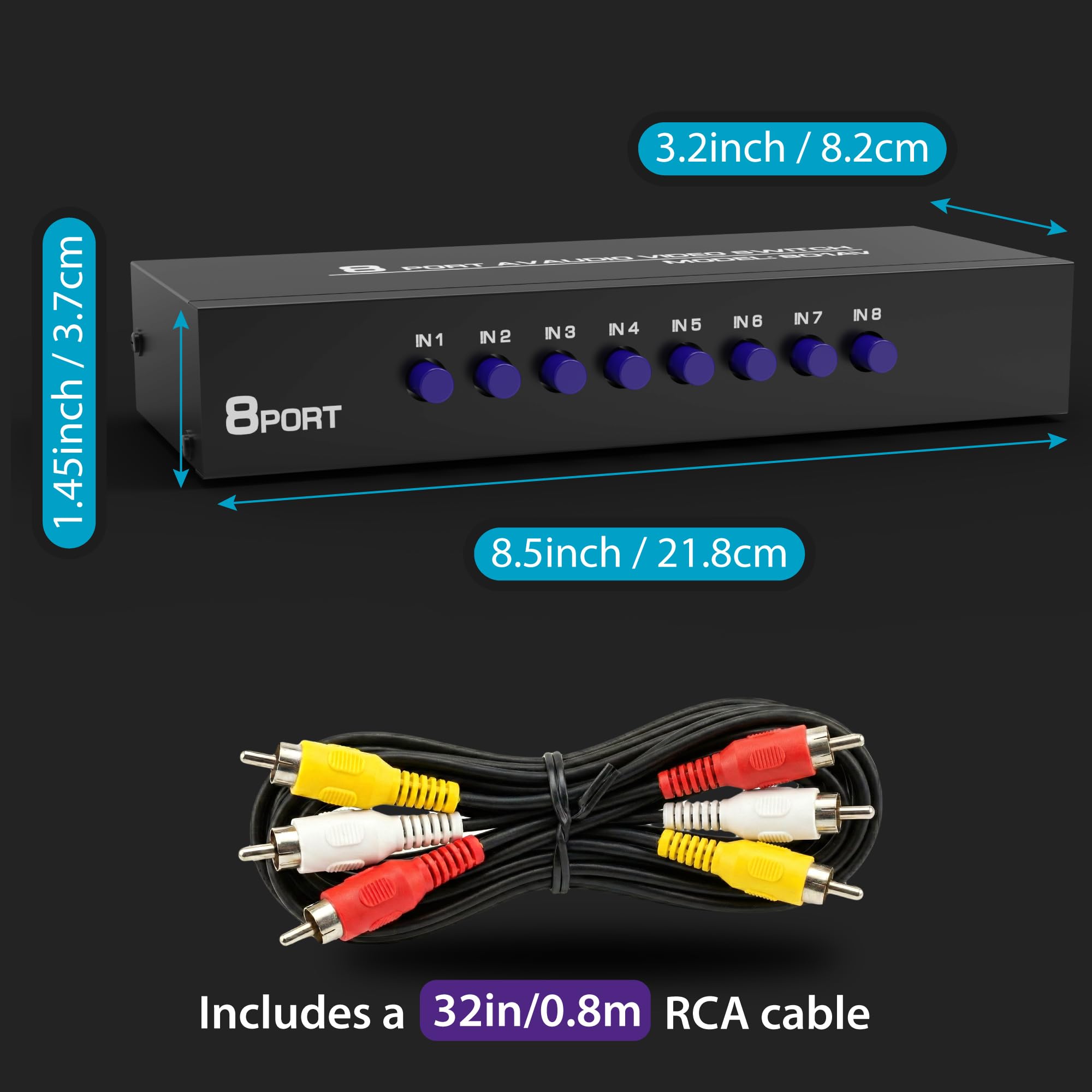 Amazon.com: Fosmon 8-Way RCA Splitter & AV Switcher, 8 in (Female