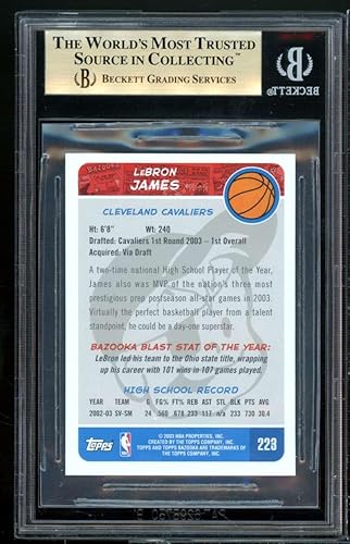 Miniatura 2 de LeBron James Rookie Card 2003-04 Bazooka Minis #223a BGS 9.5 (9.5 9.5 9.5 9.5)