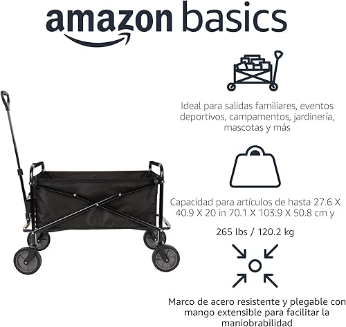 Miniatura 2 de Yaxa Basics - Carro plegable resistente para exteriores, para deportes al aire libre, con capacidad de peso de 265 libras, para acampar, jardín