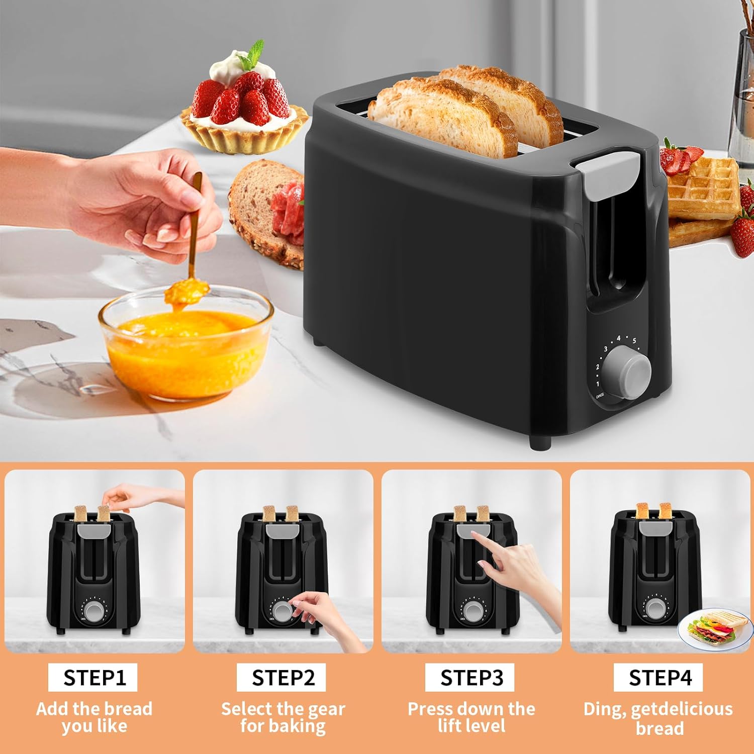 SEEDEEM Toaster 2 Slice, Extra Wide Slot Toaster with 7-Shade Toast Settings, Removable Crumb Tray and Compact Design Perfect for Toasting Bread, Waffle or Bagel, 750W, Black