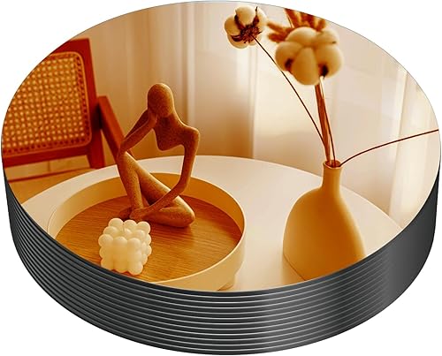 VASUHOME Centros de mesa de espejo dorado de 8 pulgadas para mesas, juego de placas de espejo redondo para velas, bodas, decoraciones de fiesta,