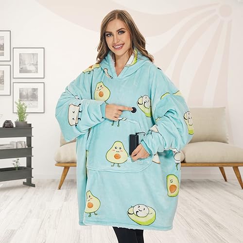 Miniatura 6 de Venustas Manta térmica con capucha con batería de 7.4 V, manta Sherpa de gran tamaño, acogedora y suave