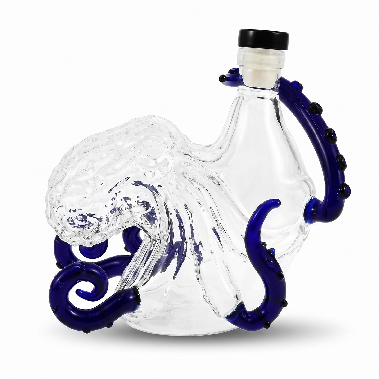 MENIBBLER 350ml Artistic Octopus Shaped Glass Decanter, 3D Deep Sea Tentacle Whiskey Rum Bottle, Borosilicate Glass Liquor Bottle with Sculpted Marine Design Decorative for Men Marine Lovers