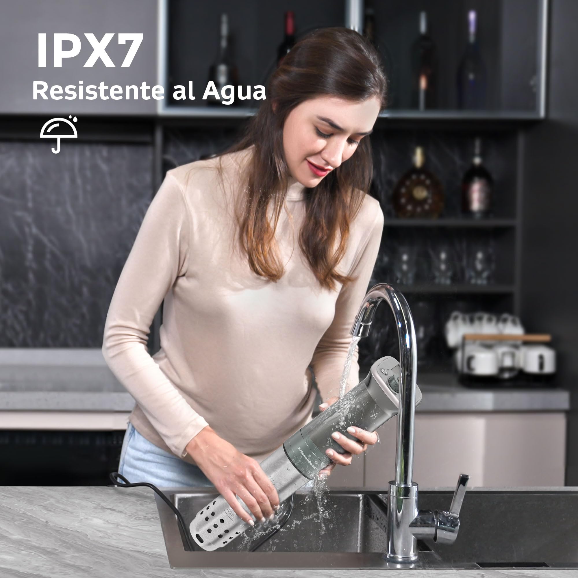 KitchenBoss Sous Vide Roner WIFI: Roner Cocina Baja Temperatura,Inmersión a Prueba de Agua IPX7 Circuladores Control de APP y Temperatura de Precisión TFT táctil Muy tranquilo 40℃-90℃ 1100W