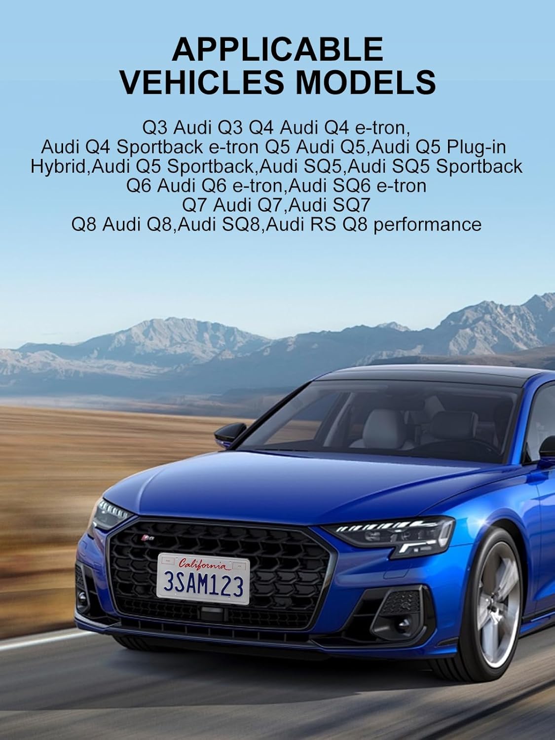 License Plate Bracket for Audi Sedan A3 A4 A5 A6 A7 A8 e-tron GT and SUV Q3 Q4 Q5 Q6 Q7 Q8 2009-2025 License Plate Bumper Car Tag Frame Mounting Kit