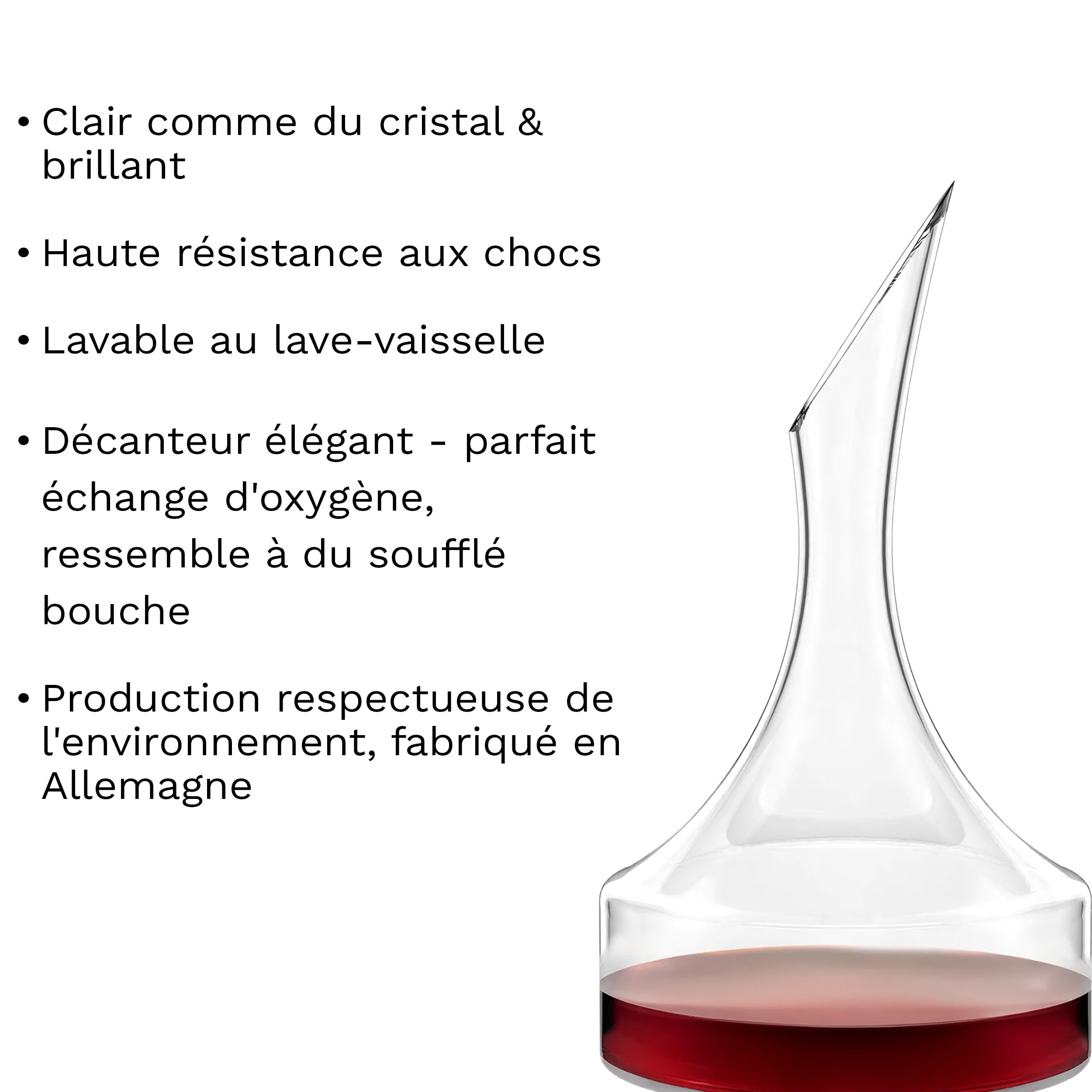 Stölzle Lausitz Décanteur Osorno Vulkanos 750 ml – Carafe élégante pour vin rouge avec développement optimal des arômes – Cristal soufflé bouche – Compatible lave-vaisselle – Cadeau pour amateurs