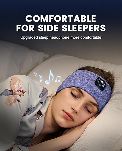 Miniatura 3 de Perytong Audífonos de diadema, audífonos para dormir de Bluetooth, diadema inalámbrica, audífonos para dormir, audífonos de diadema para música para