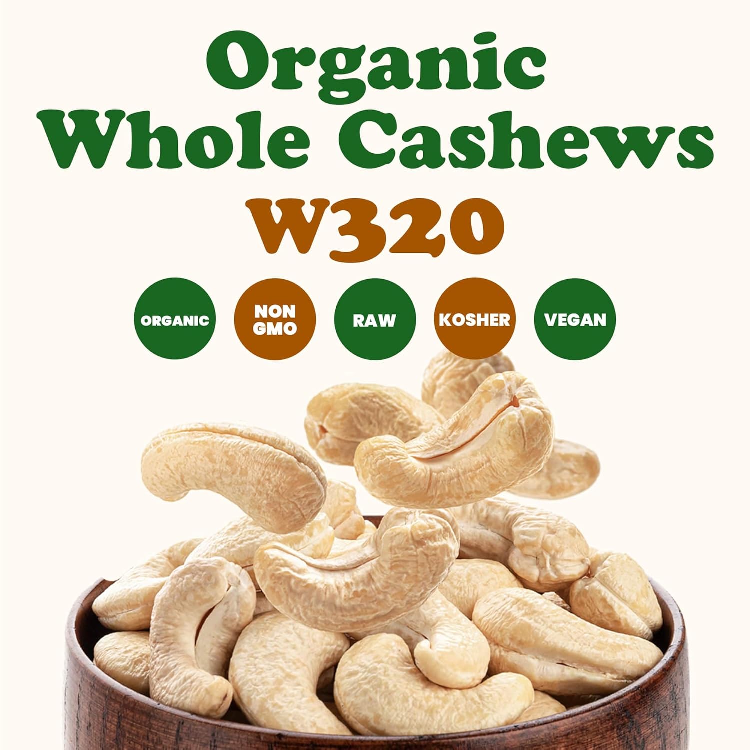 Food to Live - Organic Cashews, 2 Pounds Whole, Unsalted, Non-GMO, Kosher, Raw, Vegan, Bulk