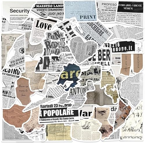 Calcomanías estéticas impermeables para laptop, 50 unidades para botella de agua, calcomanías vintage para álbumes de recortes para diarios,