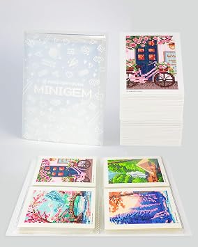 Foreveryoung 7-Inch Minigem Diamond Art Storage Book, 80 Pages Diamond Painting Accessories and Tools with Clear Protectors, Portfolio Folder for Artwork Organizer 1 Pack