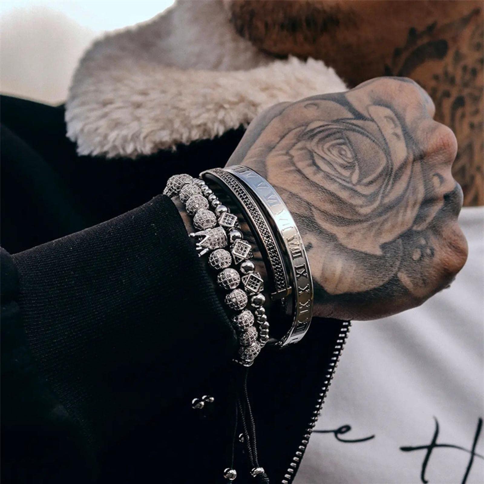 Armband Herren Armbänder Armreif Damen Männer Geschenk 4 Teile/Satz Neue Klassische Krone Lange Charme Männer Armband Geschenk