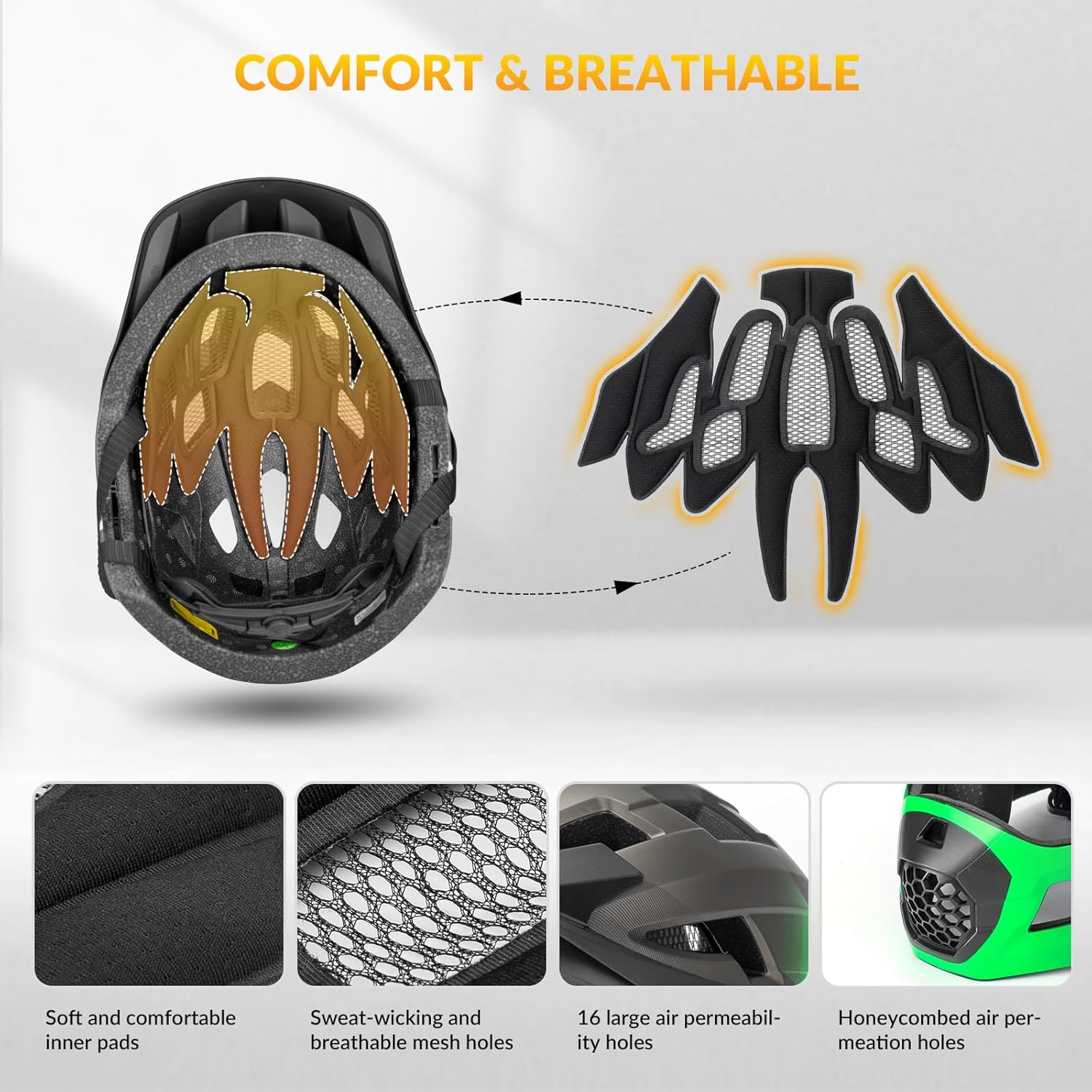 ROCKBROS Kids Full Face Helmet Kids Bike Helmets Lightweight Toddler Mountain Bike Helmet Detachable for MTB BMX Skating Cycling Scooter Safety Bicycle Helmets for Youth Child Boys Girls Ages 3-16