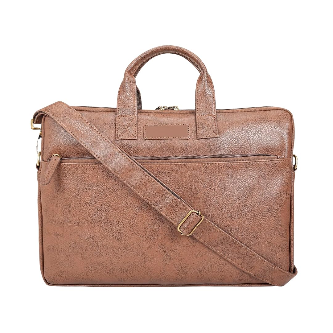 Giftana Leather Laptop Bag for Men and Women/PU Leather Laptop Bag with Trolley Strap/Office Bag/Laptop Messenger Bag 14 Inch/Zipper Compartment with Adjustable Strap/Gift for Husband (Tan) (B0CVXRKRGS) Amazon Price History, Amazon Price Tracker