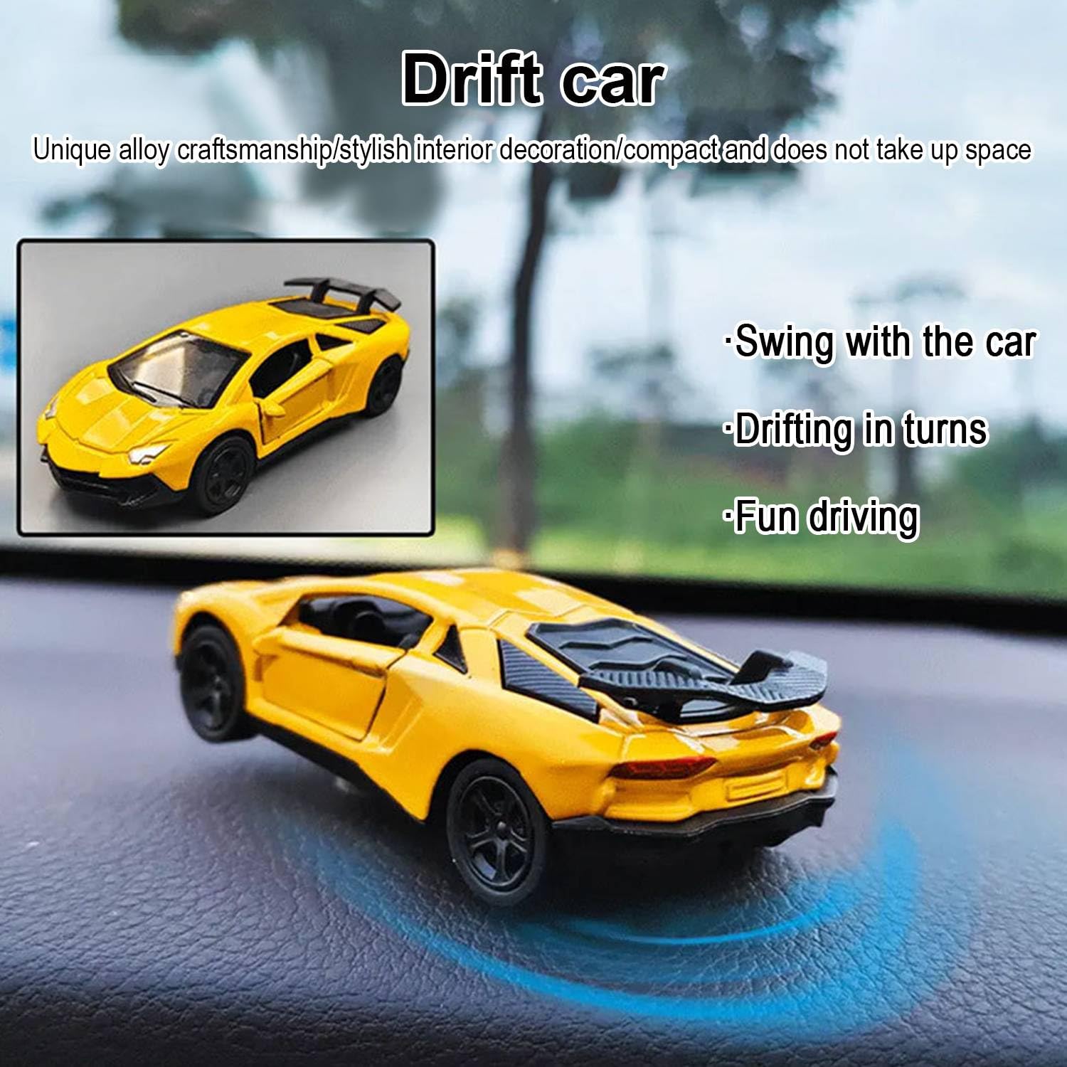 SUEDOUS Dash Drift Car Ornament, Dashboard Drift Car, Drift Car for Dashboard, Alloy Car Model Drift Tail Spin Car Ornament, Car Interior Decoration Model Cars Ornament Gift (014)