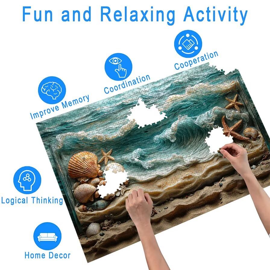Puzzle 3000 Pezzi Spiaggia, Puzzle Paesaggi in Legno per Adulti, Misura: 122x80 cm, Puzzles 3000 Pezzi per Adulti, Giochi Educativo per Famiglie, Puzzles per Idea Regalo Donna, Decorazioni Casa, -5343