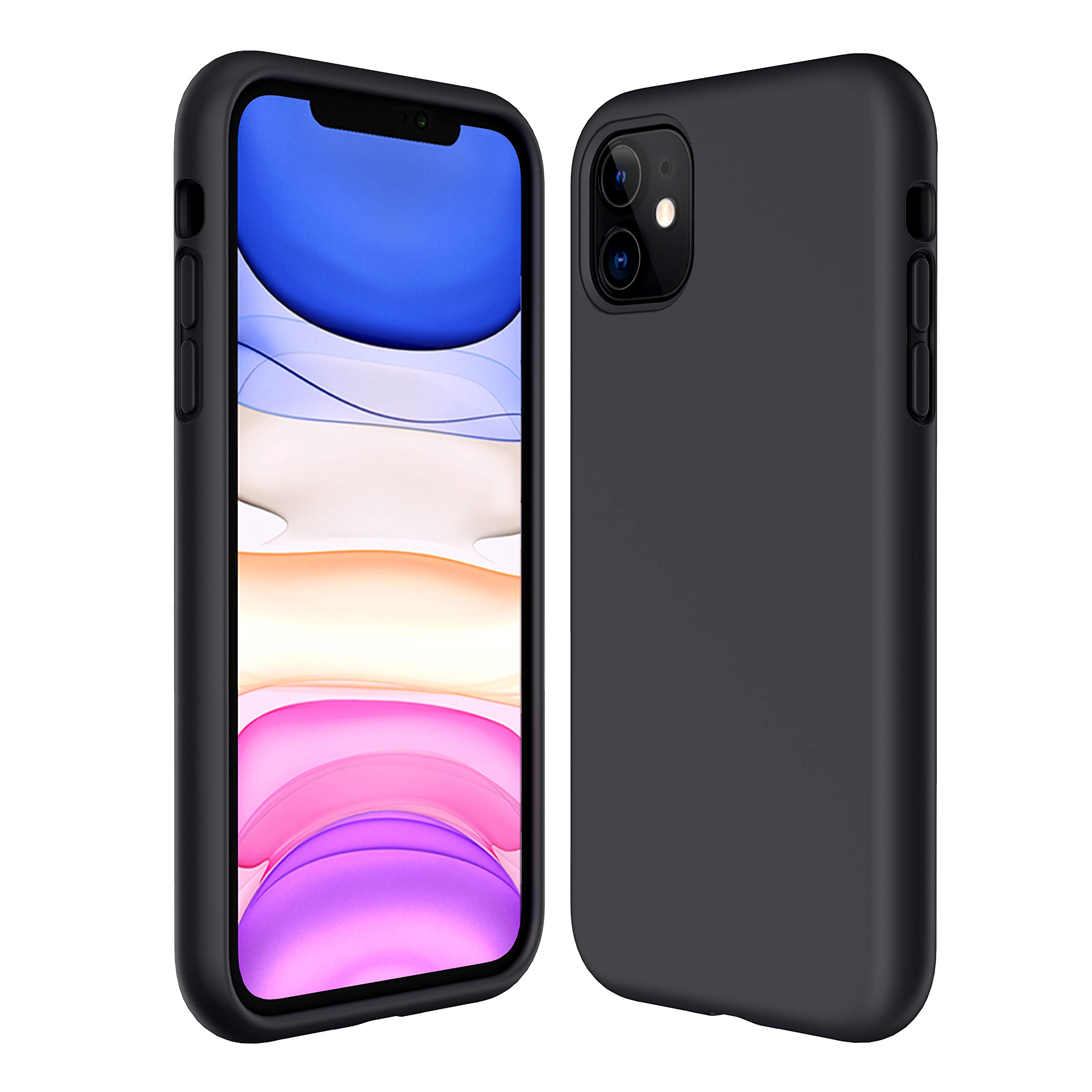Kocuos iPhone 11 Case Anti-Scratch & Fingerprint & Microfiber Liner Shock Absorption Gel Rubber Full Body Protection Liquid Silicone Case for iPhone 11 6.1 inch (Black)