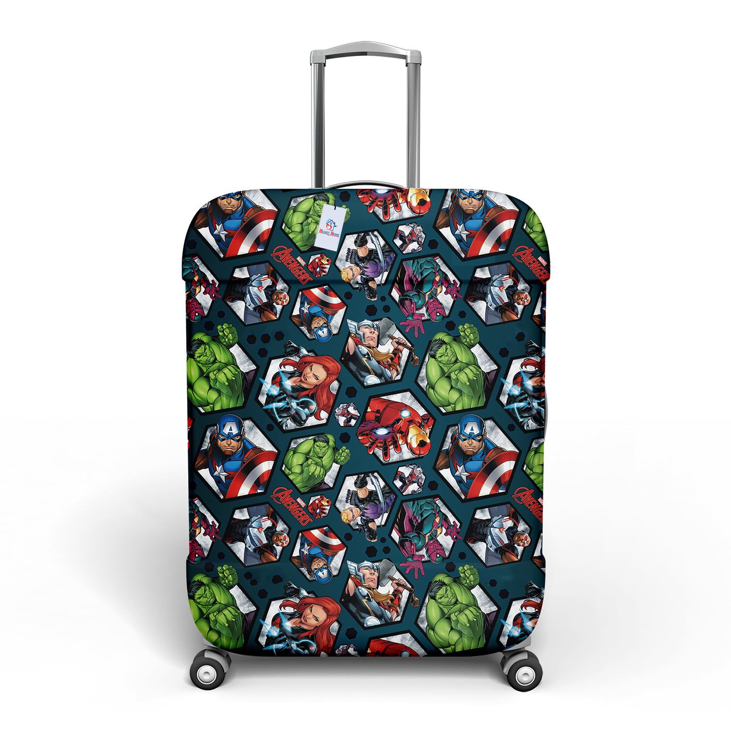 kuber industries Heart Home Marvel Avengers Luggage Cover | Polyester Travel Suitcase Cover | Washable | Stretchable Suitcase Protector | 18-22 Inch | Small | Blue-picture-14