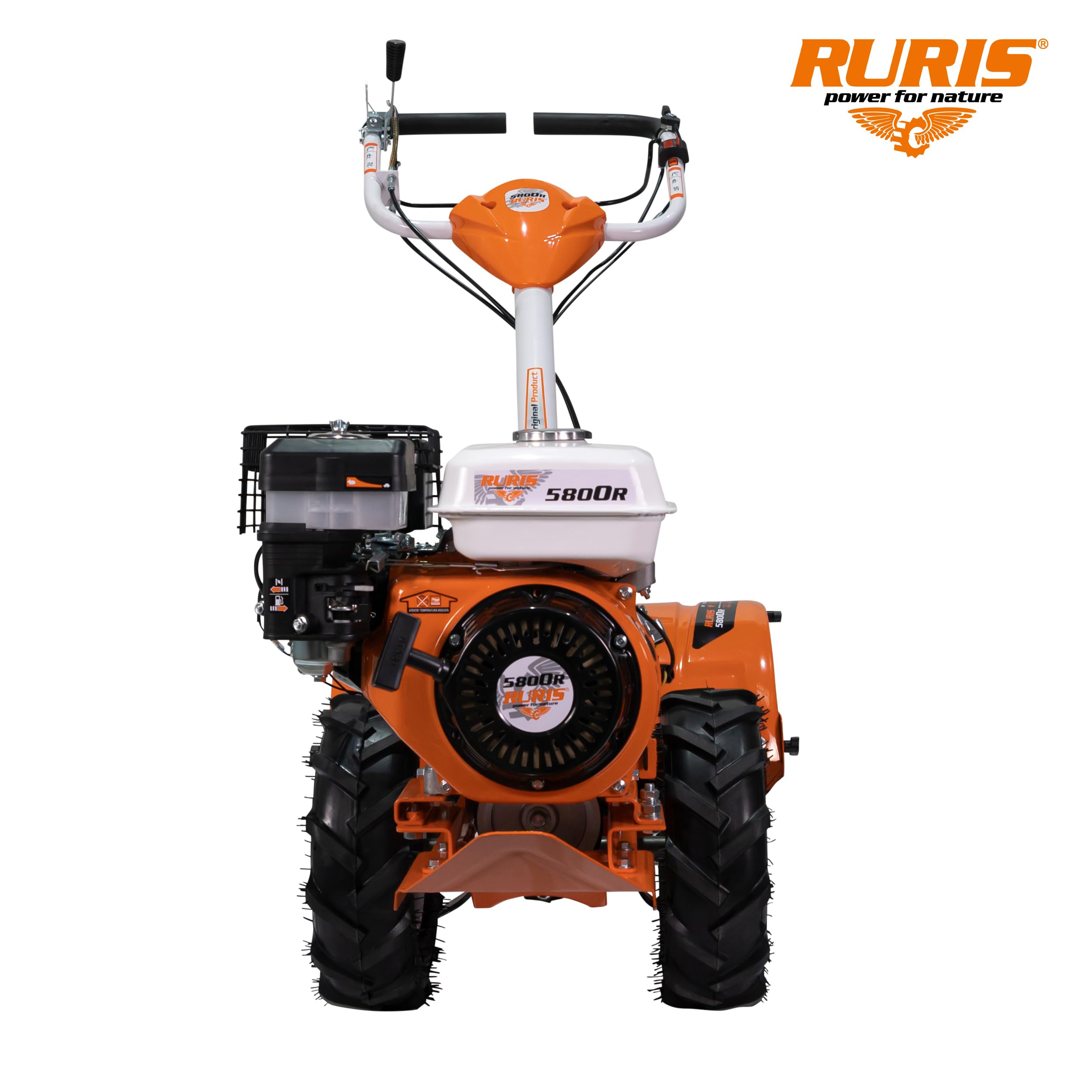 RURIS 5800r, Motobineuse Rotofraise Arriere de 480mm, Ideale pour des Serres et Solariums, Orange