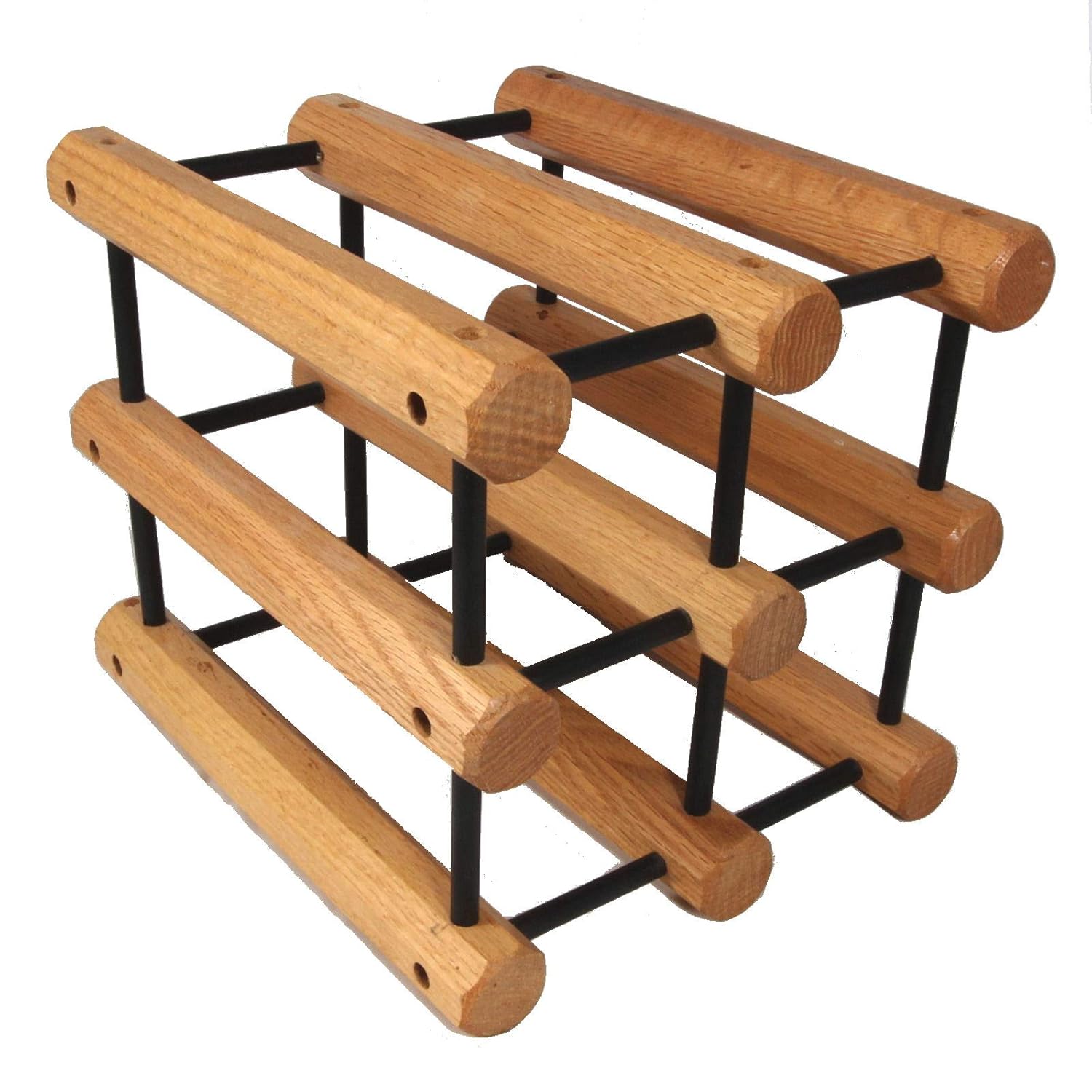 J.K. Adams Hardwood 6Bottle Wine Rack, Natural with Black Pegs