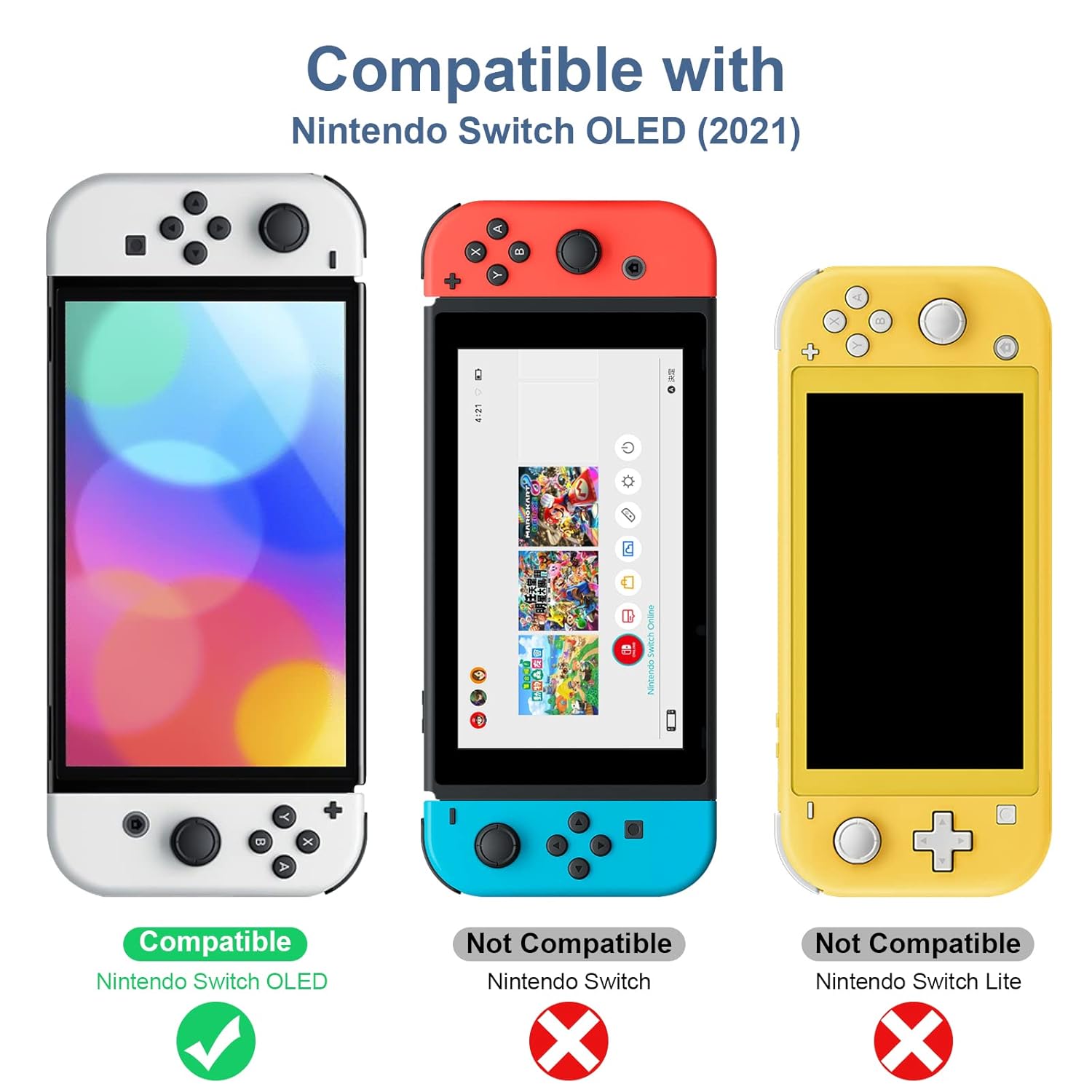 [3 PACK] JOSMAX Screen Protector Compatible with Nintendo Switch OLED 2021, Clear Protection Film, Anti-Scratch Bubble-Free Glass Film 0.25 mm, Tempered Glass Screen Protector for Nintendo Switch OLED : Video Games