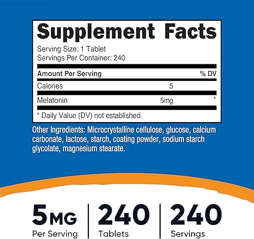 Miniatura 2 de Nutricost Melatonina 5 mg, 240 tabletas - 5 mg por porción, sin OMG, sin gluten