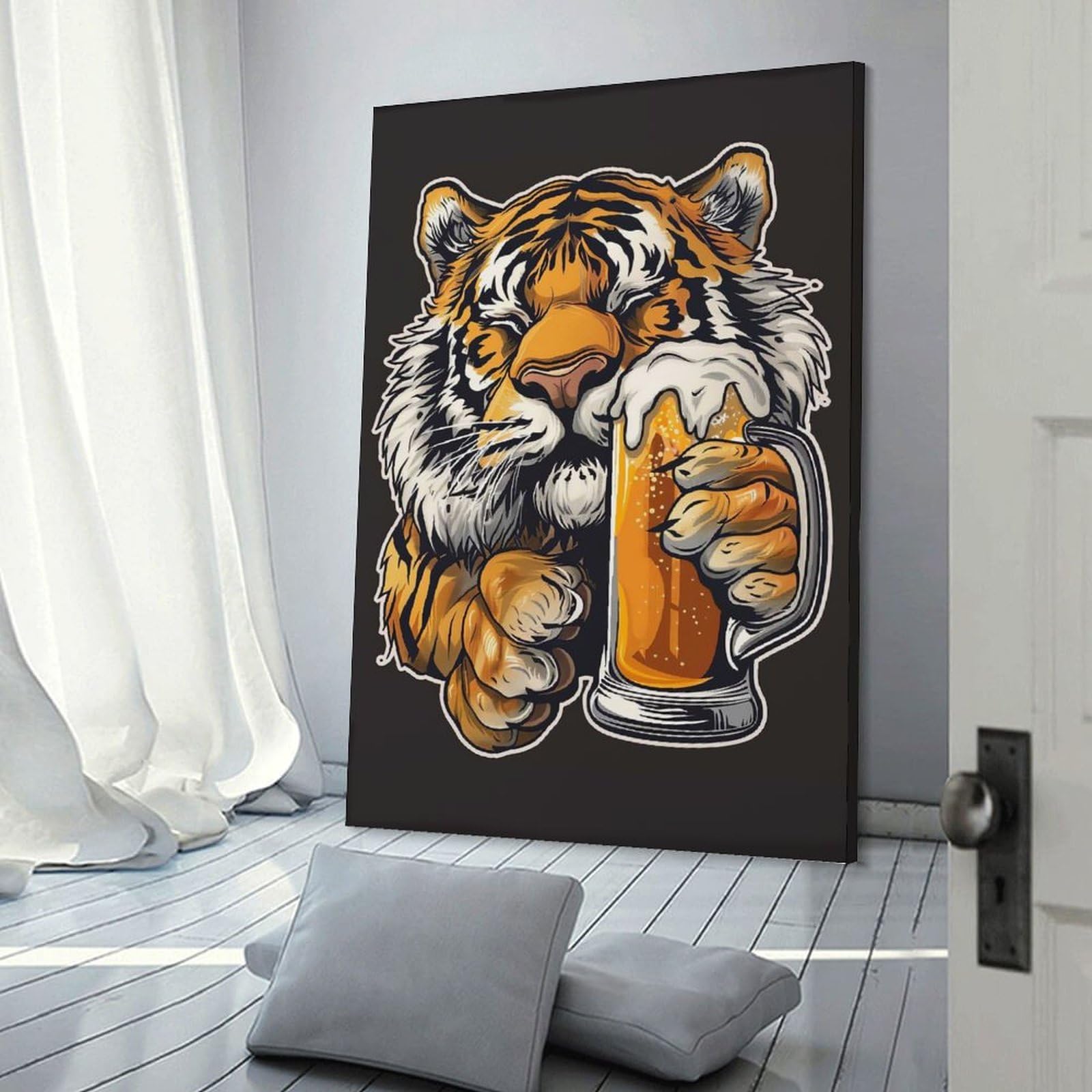 Junmoney Wall Picture Print Tiger Beer, 20x30inch(50x75cm), for Living Room, Lounge Or Sitting Room, Modern Wall Decor for Cosy Interiors