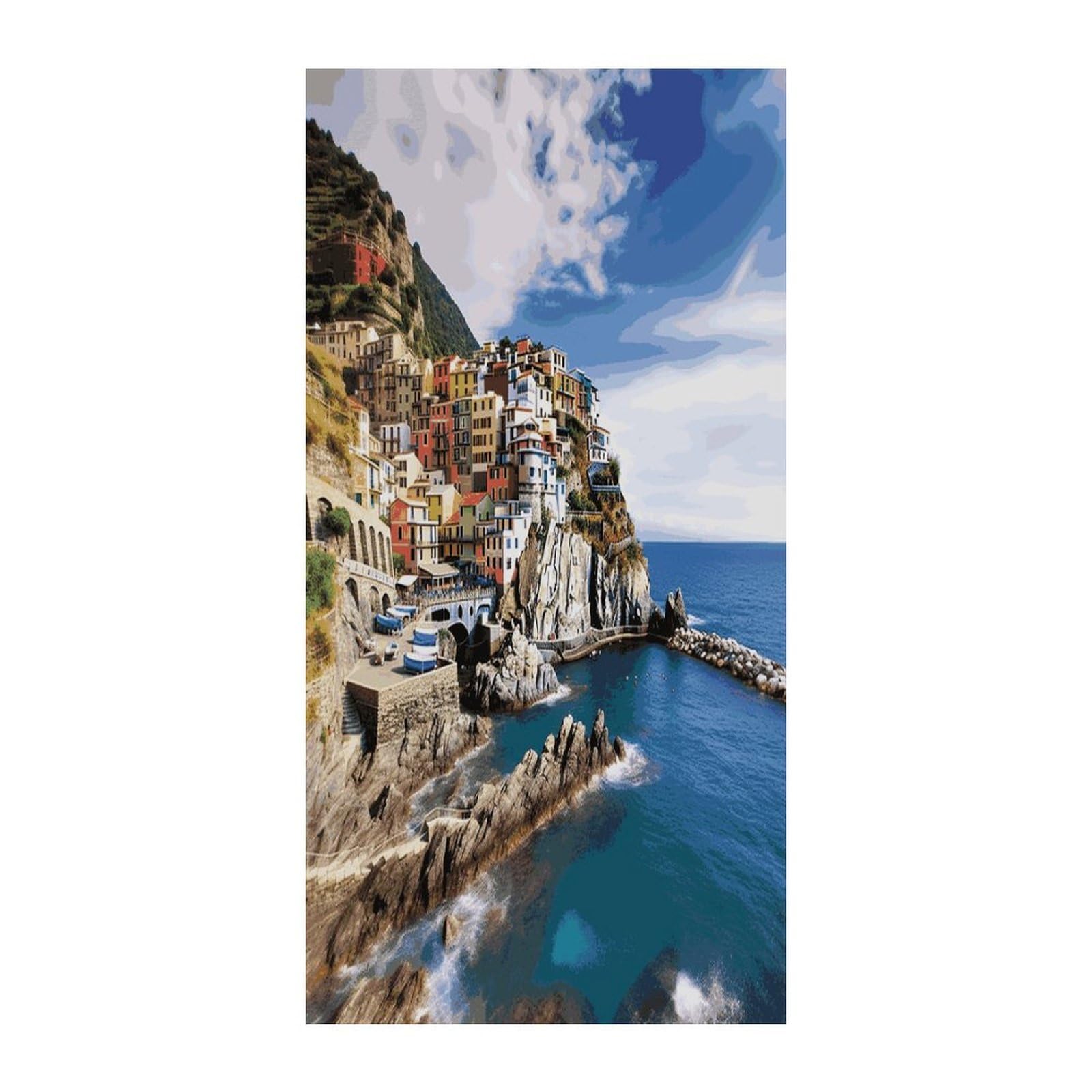 Fekiloot Style Cinque Terre Scenery Door Curtain Room Divider Curtains