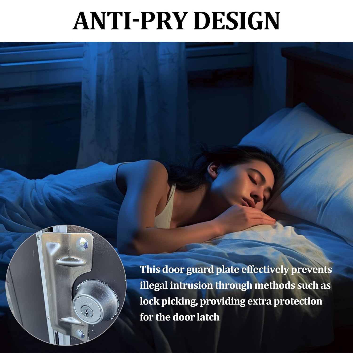 Door Latch Cover Latch Protector 3'' x 7'', Latch Guard Plate Cover, Protect Against Forced Entry (2 PCS)