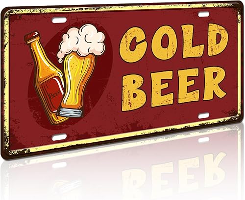 Placa de matrícula de metal vintage, accesorios de cueva de hombre, decoración única de pared de bar, regalos para bebedores de cerveza, arte de