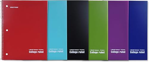 Mintra Office - Cuadernos en espiral para estudiantes, hogar, oficina, negocios, Funda de poliestireno - Rayado universitario