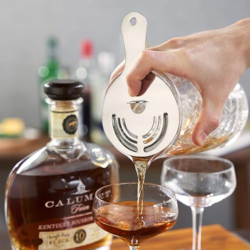 Miniatura 7 de Viski Hawthorne and Bartending - Colador de cóctel de acero inoxidable para bebidas con asas, color plateado