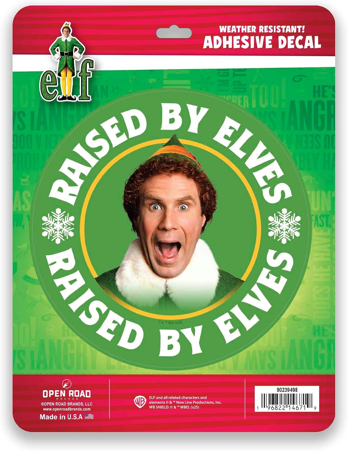 Elf Movie Raised By Elves Adhesive Vinyl Decal