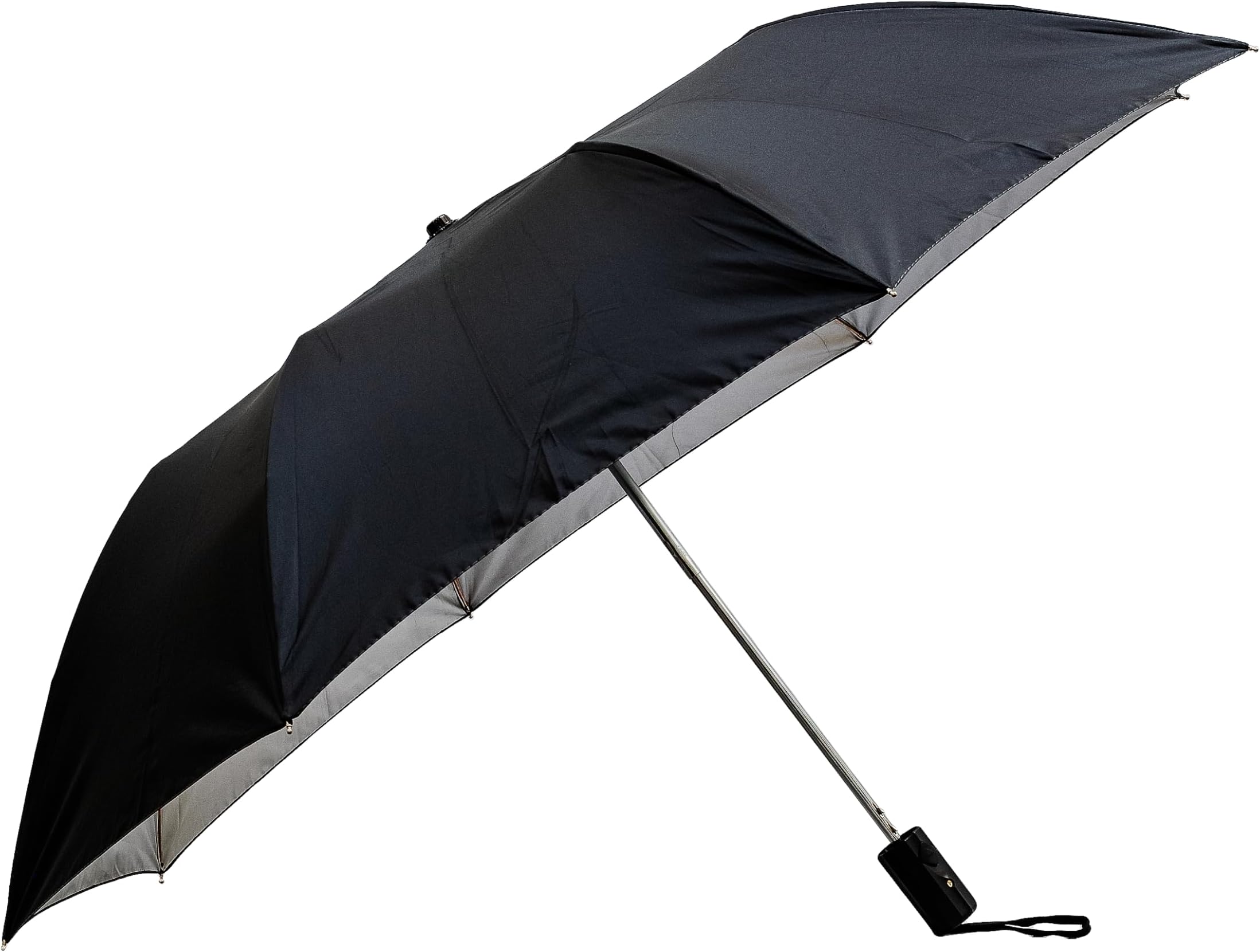 Sun Brand Shine 2-Fold Black Umbrella for Rain UPF 50+ UV Protection – Auto Open