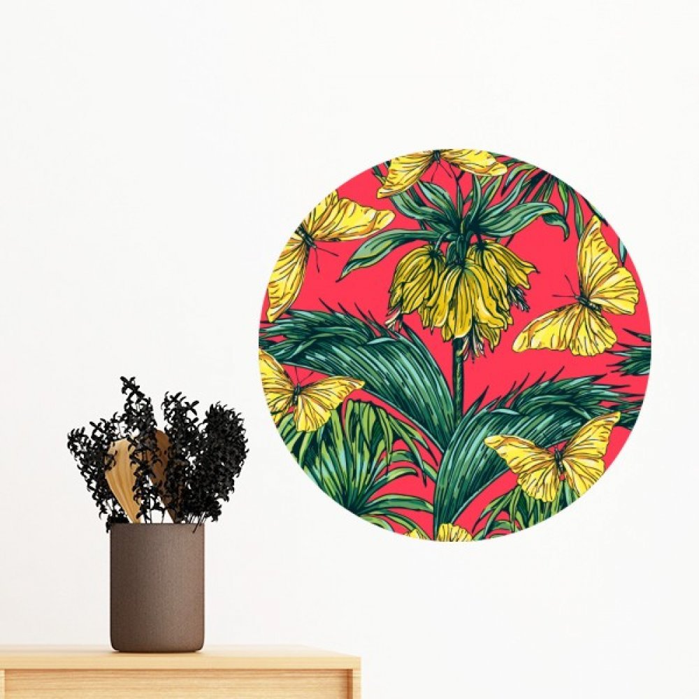 Sticker mural plante feuille papillon amovible et repositionnable pour decoration sans trace