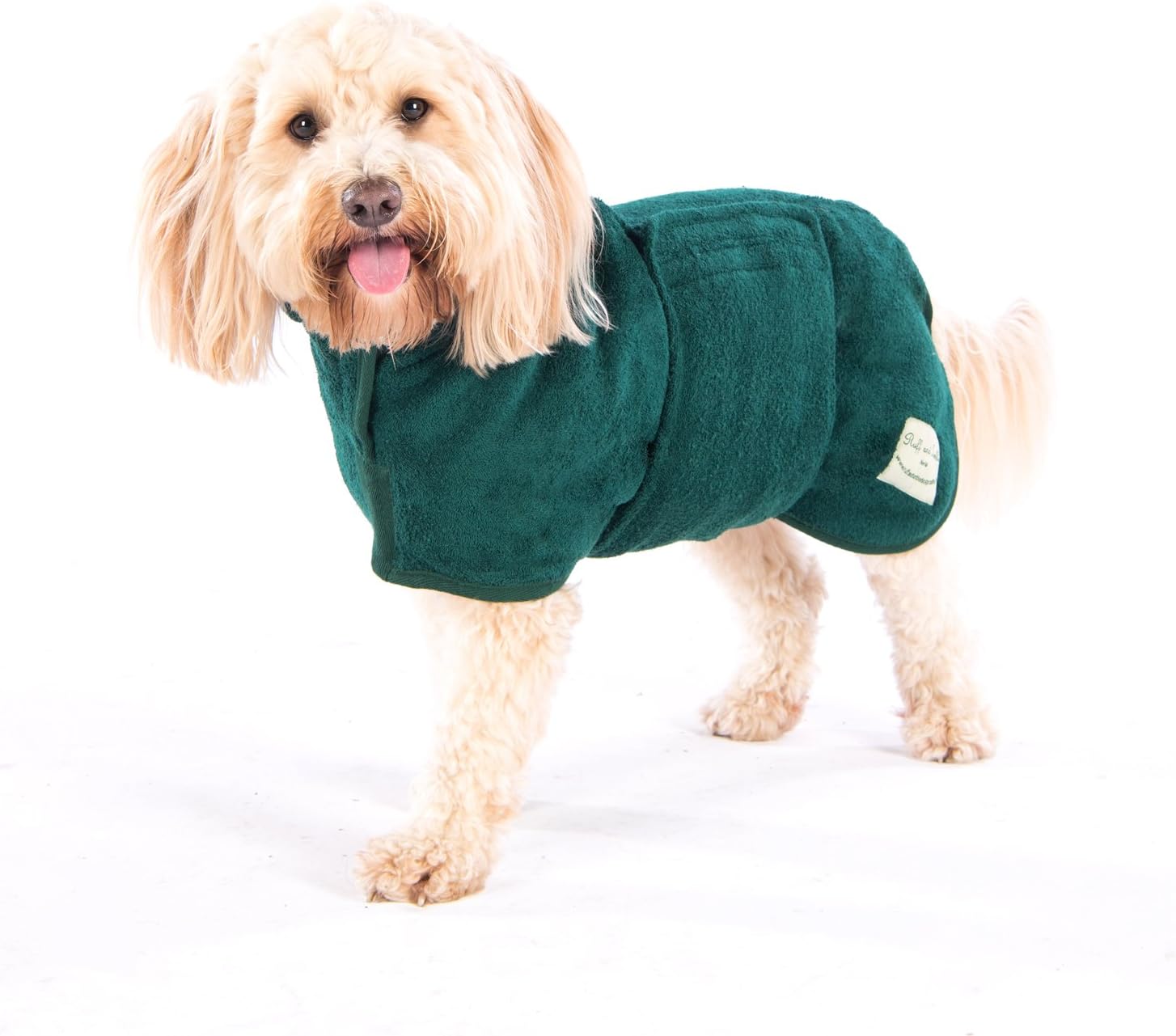 Ruff and Tumble Dog Drying Coat (Classic Collection) | Fast-Drying Dog Towel Coat & Dog Dressing Gown with Hood (M, Forest)
