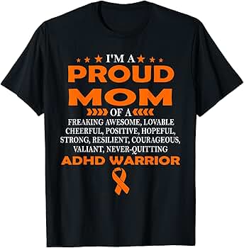 Amazon.com: I'm proud mom of ADHD warrior t shirt : Clothing