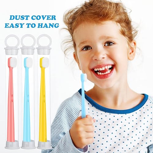 Miniatura 6 de Patelai Juego de 6 cepillos de dientes nano extra suaves para niños, cerdas para niños, micro nano manual con 20000 cerdas para niños de 3 años y