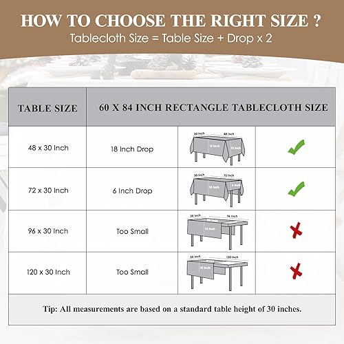 Miniatura 2 de Manteles rectangulares de 60 x 84 pulgadas, 1 paquete, mantel negro lavable, manteles decorativos de lino y poliéster para mesa de comedor,