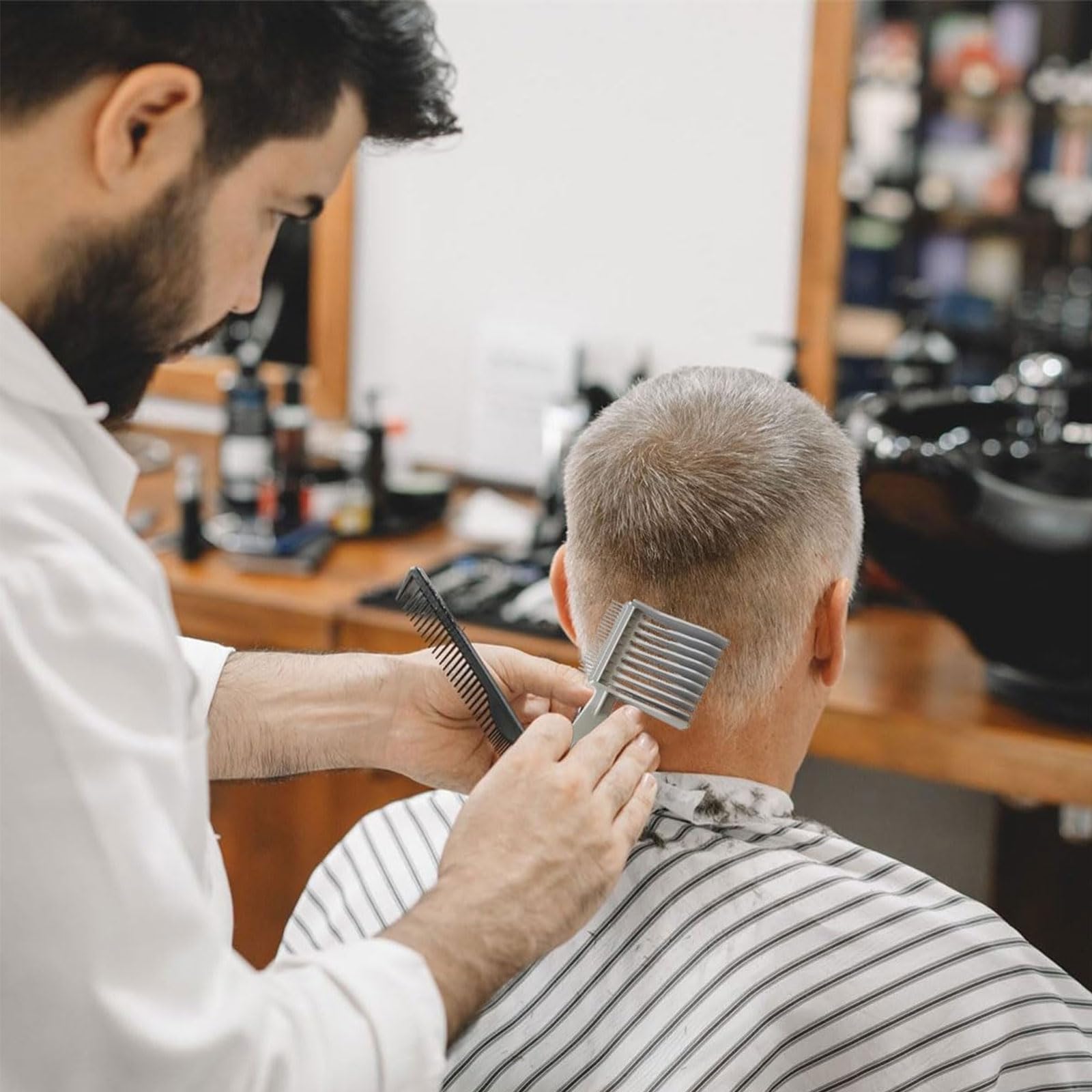 Paquet de 4 peignes de coupe de cheveux, ensemble de peignes de coupe de cheveux, modèle de coupe de cheveux, outils de coupe de cheveux réglables, outils de coupe de cheveux professionnels pour cheve