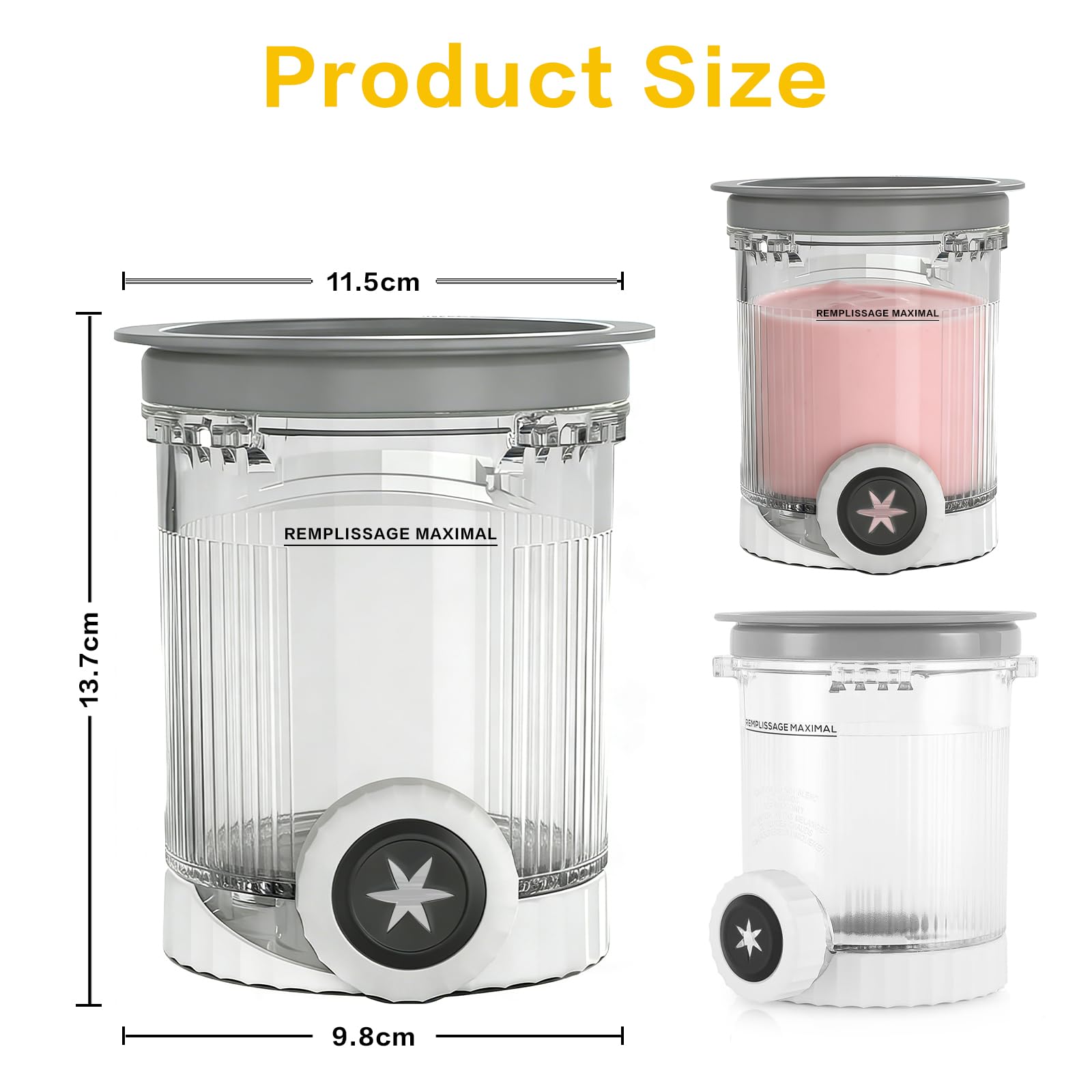 4 Stück Eisbehälter 480 ml für Ninja Swirl NC700 / NC701EU, Eiscreme Behälter für Ninja Eismaschine aus lebensmittelechtem Kunststoff mit Deckel, wiederverwendbar für Eis, Sorbet & Dessert