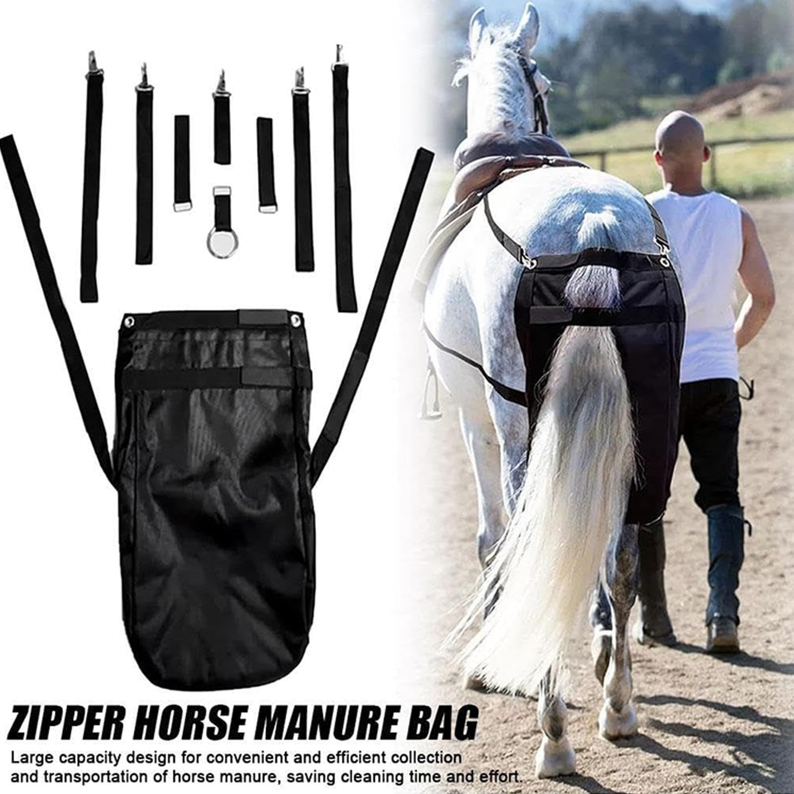 Bolsa de estiércol de caballo, mango ergonómico, colección impermeable