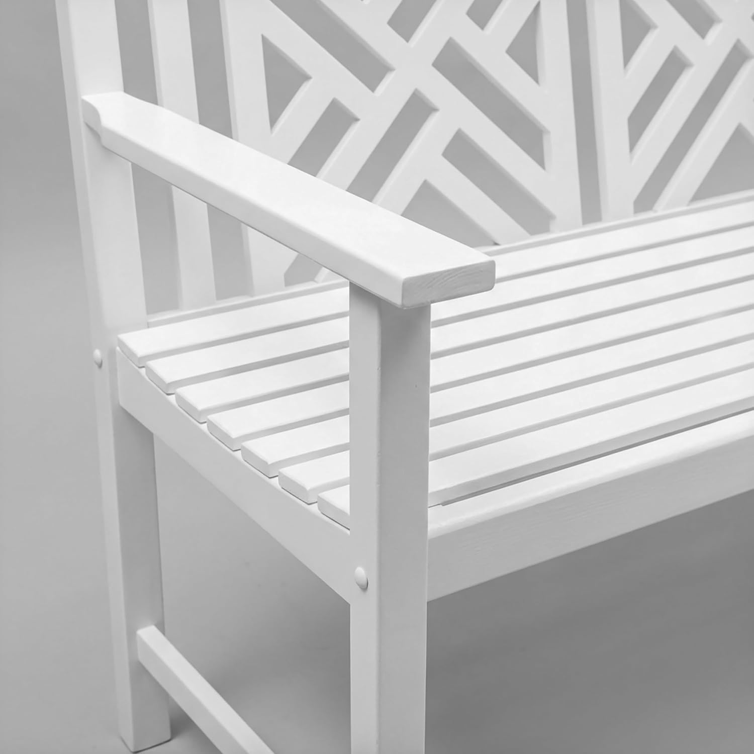 Achla Designs Fretwork Garden Bench, 4 ft White