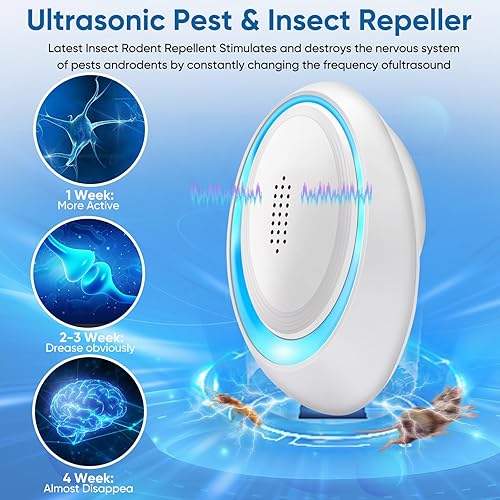 Miniatura 3 de Repelente ultrasónico de plagas para interiores, enchufe repelente de roedores y ratones, control electrónico de plagas para cucarachas, insectos,