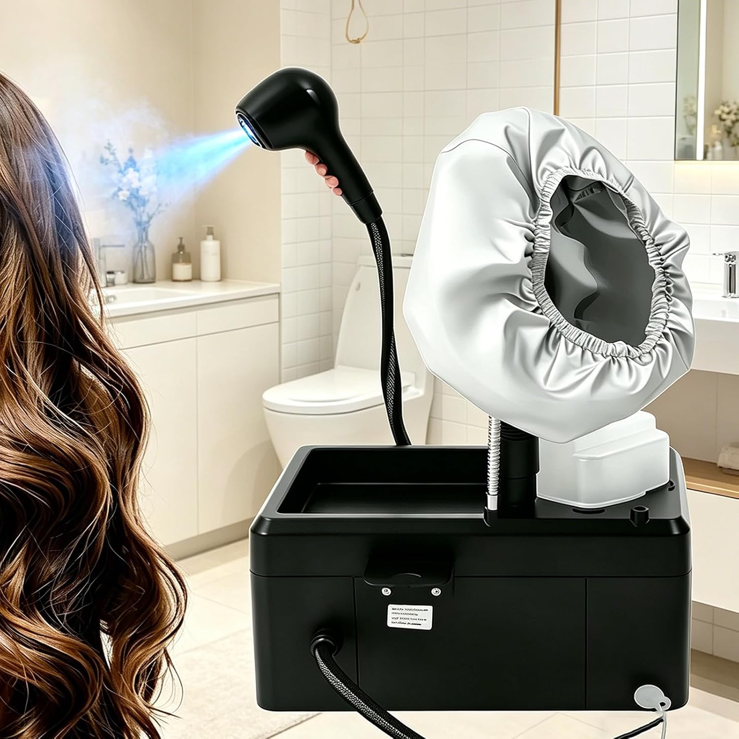 Handheld Nano Hair Steamer with Negative Ion and Blue Light, Professional Hair Sprayer Vaporizer with Timer and Adjustable Temperature, 1000ML for Home and Salon Hair Care