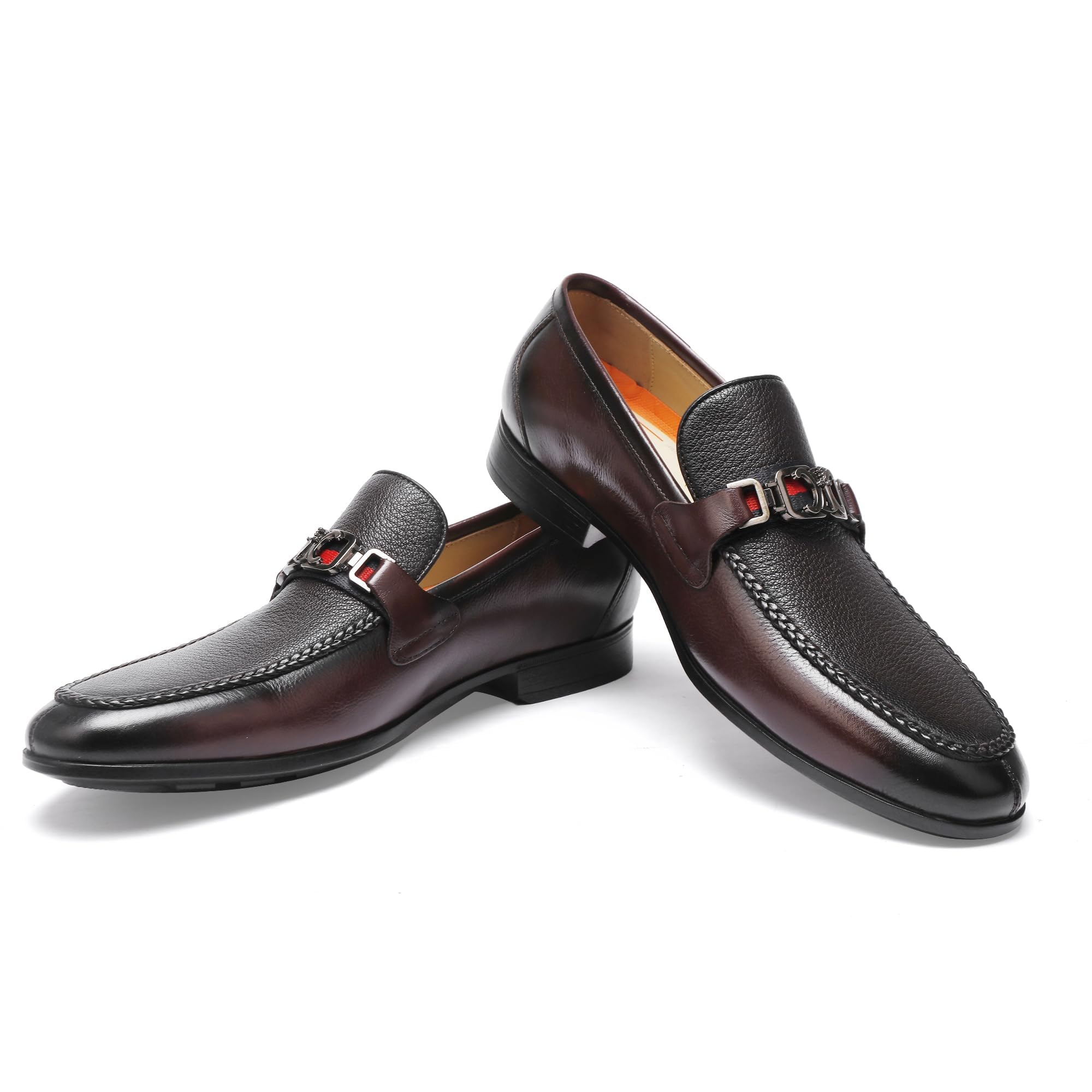 Mocasines de piel auténtica, zapatos de vestir formales para hombre